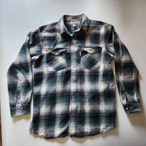 Carhartt Pearl Snap Green Flannel sz Large reg
